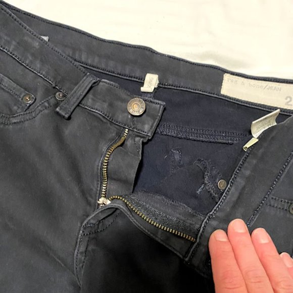 Rag & Bone Mid Rise Soft Twill Jeggings, Washed Black Size 27 - Picture 8 of 14